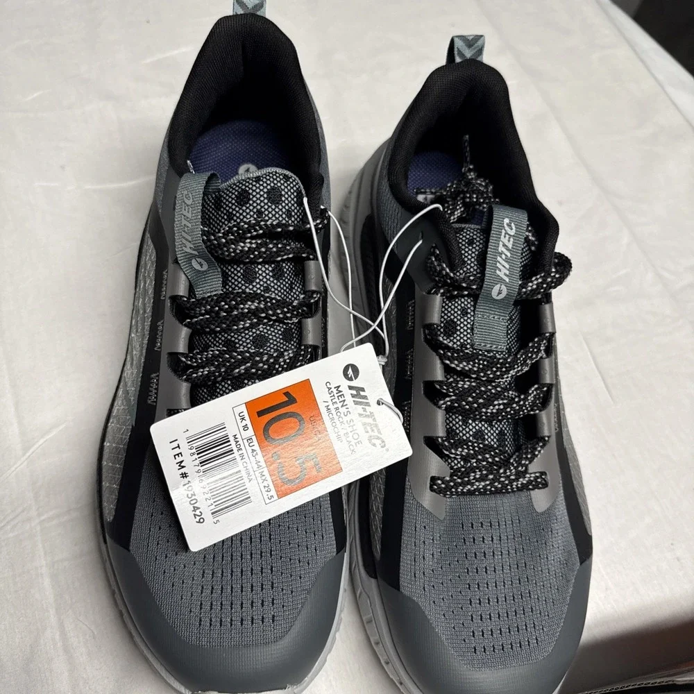Hi-Tec Mens Shoes Gray Grey Trail Lace-Up Breathable Hiking Running Active